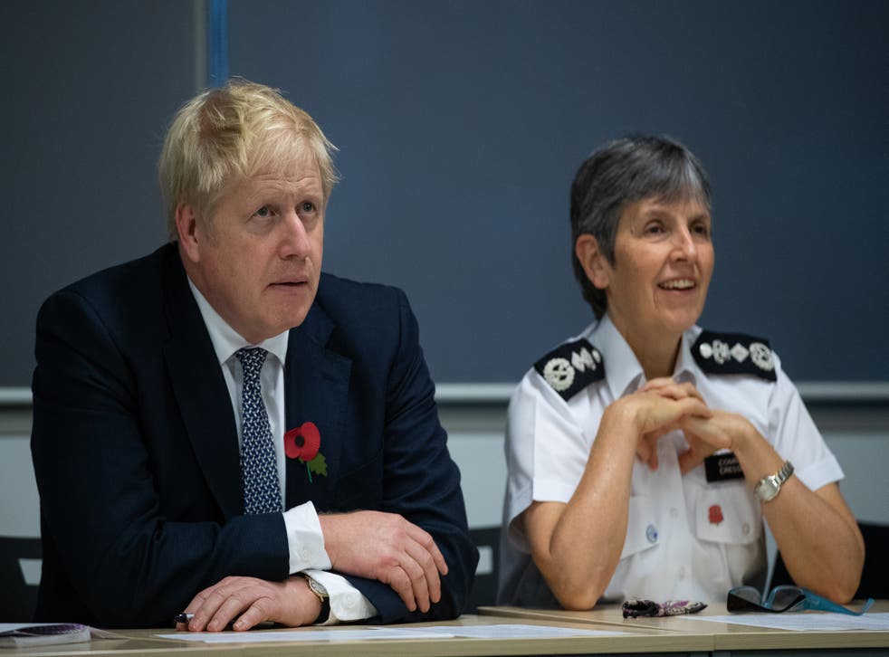 <p>Prime minister Boris Johnson and police commissioner Cressida Dick</p>