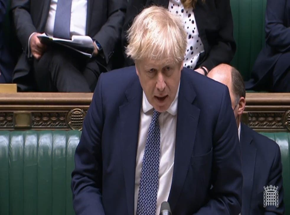 Prime Minister Boris Johnson delivers a statement on Ukraine in the House of Commons (House of Commons/PA)
