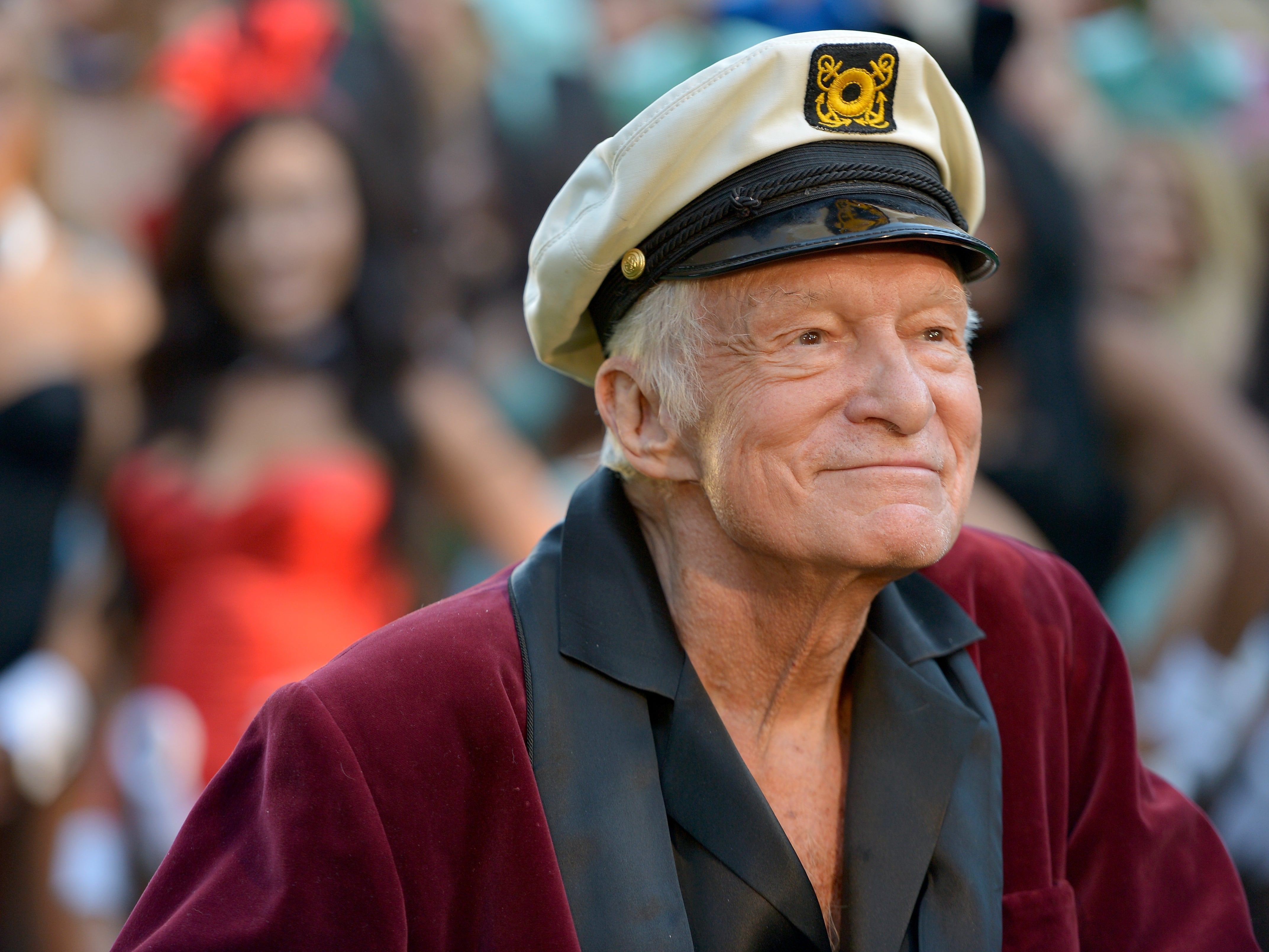 Hugh Hefner poses at Playboy’s 60th anniversary special event on 16 January 2014 in Los Angeles, California