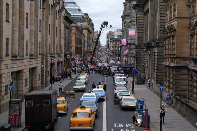 Cochrane Street in Glasgow was taken over for the filming of the Indiana Jones 5 movie last year (Andrew Milligan/PA)