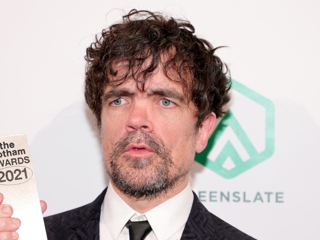 <p>Peter Dinklage pictured backstage at the Gotham Awards in 2021</p>