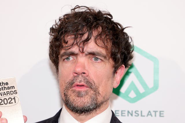 <p>Peter Dinklage pictured backstage at the Gotham Awards in 2021</p>