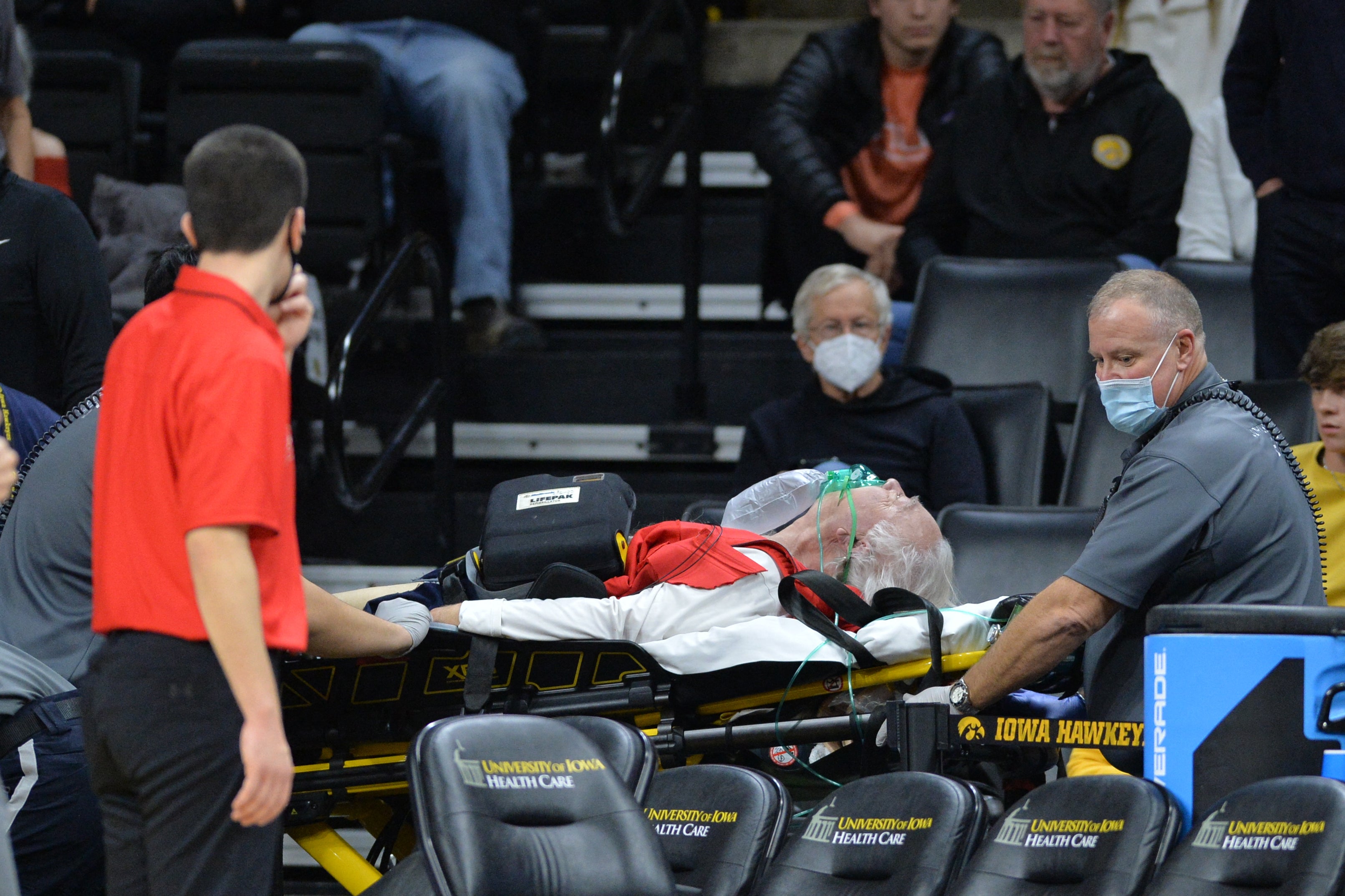 A fan given CPR during a basketball match in Iowa City on 3 January 2022