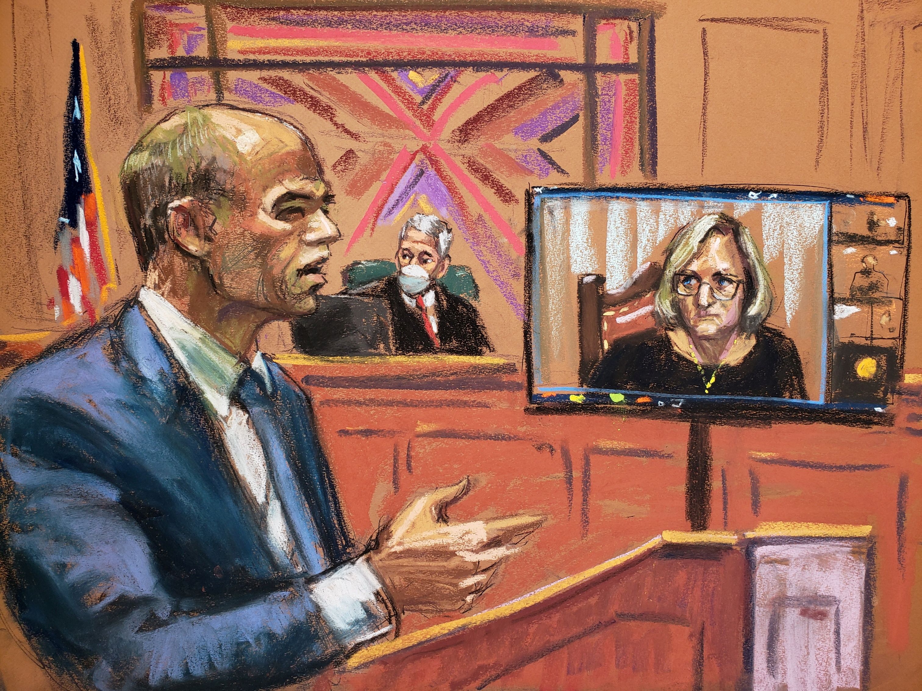 Former attorney Michael Avenatti, representing himself, questions witness Judy Regnier during his criminal trial at the United States Courthouse in the Manhattan borough of New York City on Tuesday
