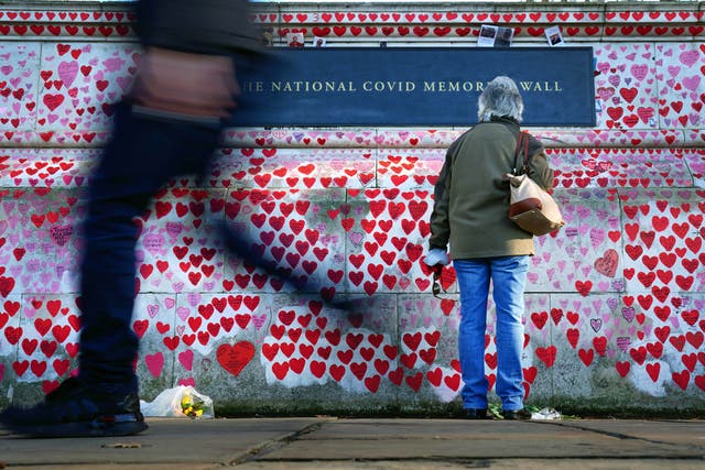 Covid memorial wall in Westminster, London (Victoria Jones/PA)
