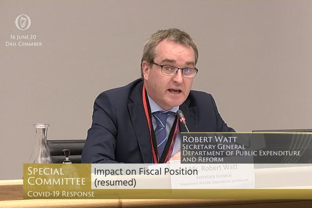 Robert Watt, the most senior civil servant in the Department of Health, has confirmed he is in receipt of the full 294,920 euro salary for his job (Oireacthas TV/PA)