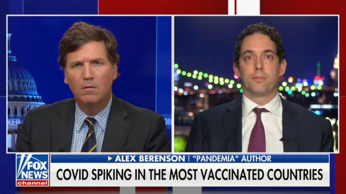 Outrage as Alex Berenson baselessly tells Tucker Carlson &lsquo;dangerous&rsquo; vaccines should be &lsquo;withdrawn&rsquo;