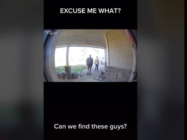 <p>A home security camera video showing alleged white nationalists going door-to-door in Alabama has gone viral on TikTok</p>