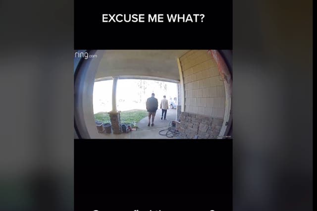 <p>A home security camera video showing alleged white nationalists going door-to-door in Alabama has gone viral on TikTok</p>