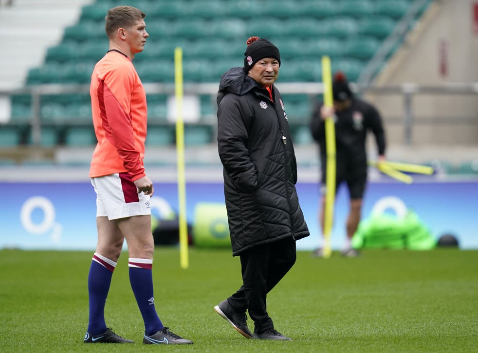 <p>Eddie Jones (right) says Owen Farrell (left) will have to learn how to manage his body</p>