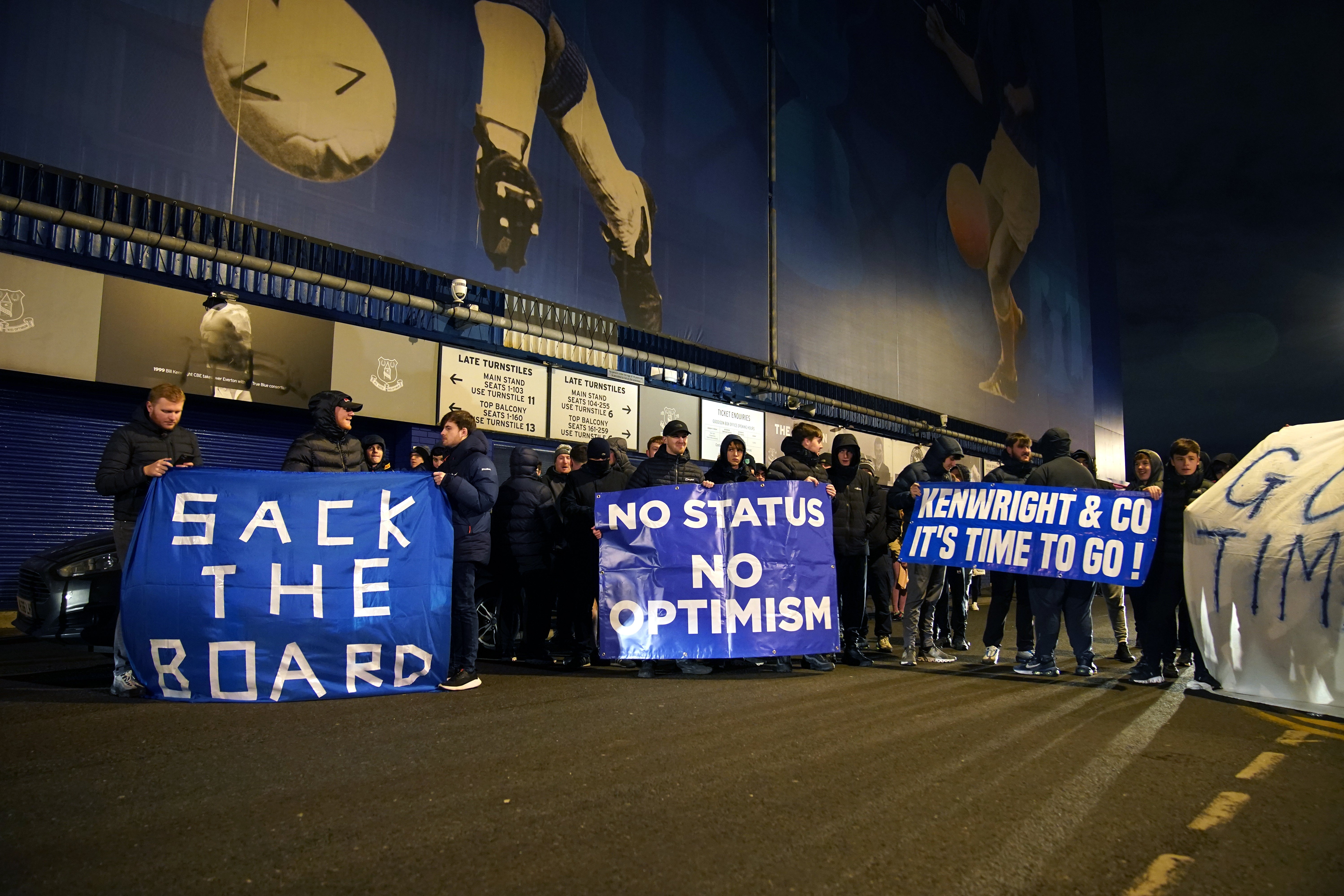 Everton fans protest outside Goodison Park (Peter Byrne/PA)