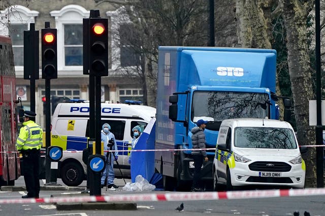 Metropolitan Police officers at the scene on Chippenham Road, Maida Vale, west London (Aaron Chown/PA)