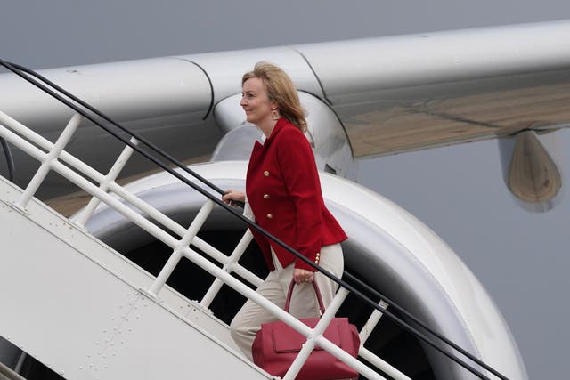 Foreign Secretary Liz Truss chartered a Government plane for her trip to Australia, rather than use commercial flights (Stefan Rousseau/PA)