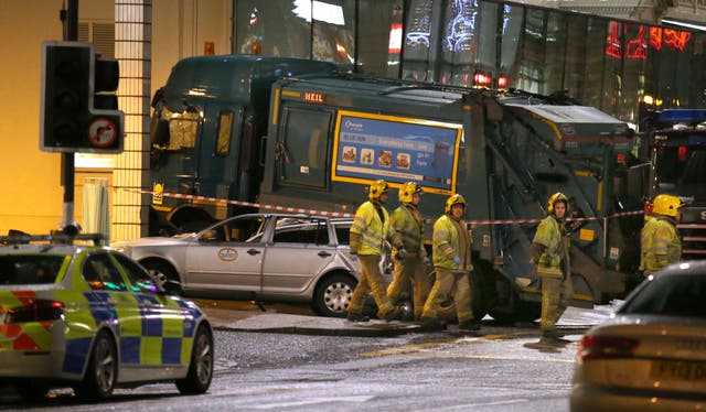 The scene in Glasgow’s George Square the 2014 bin lorry crash which killed six pedestrians (Andrew Milligan/PA)