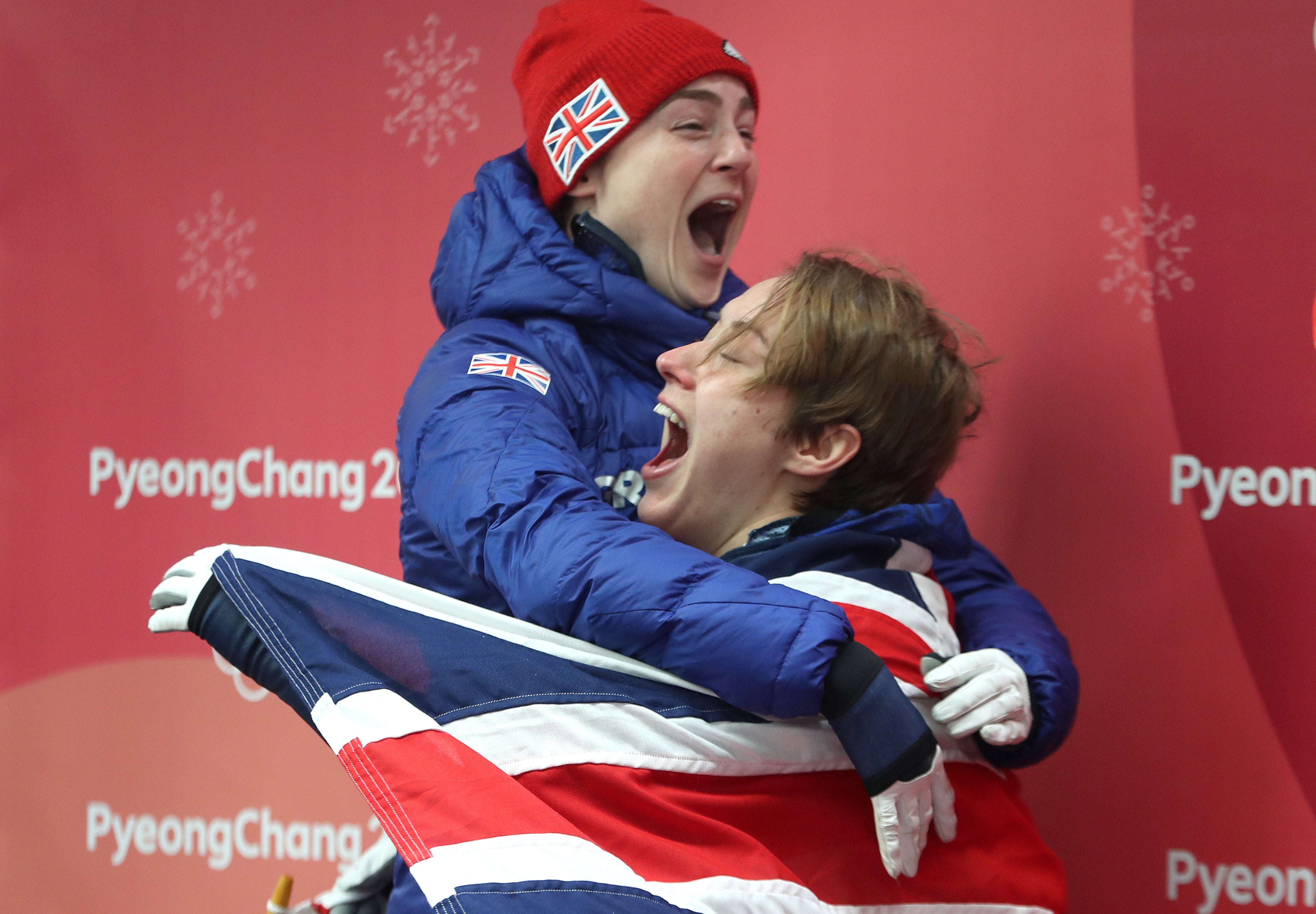 Lizzy Yarnold (right) and Laura Deas shared the podium in Pyeongchang