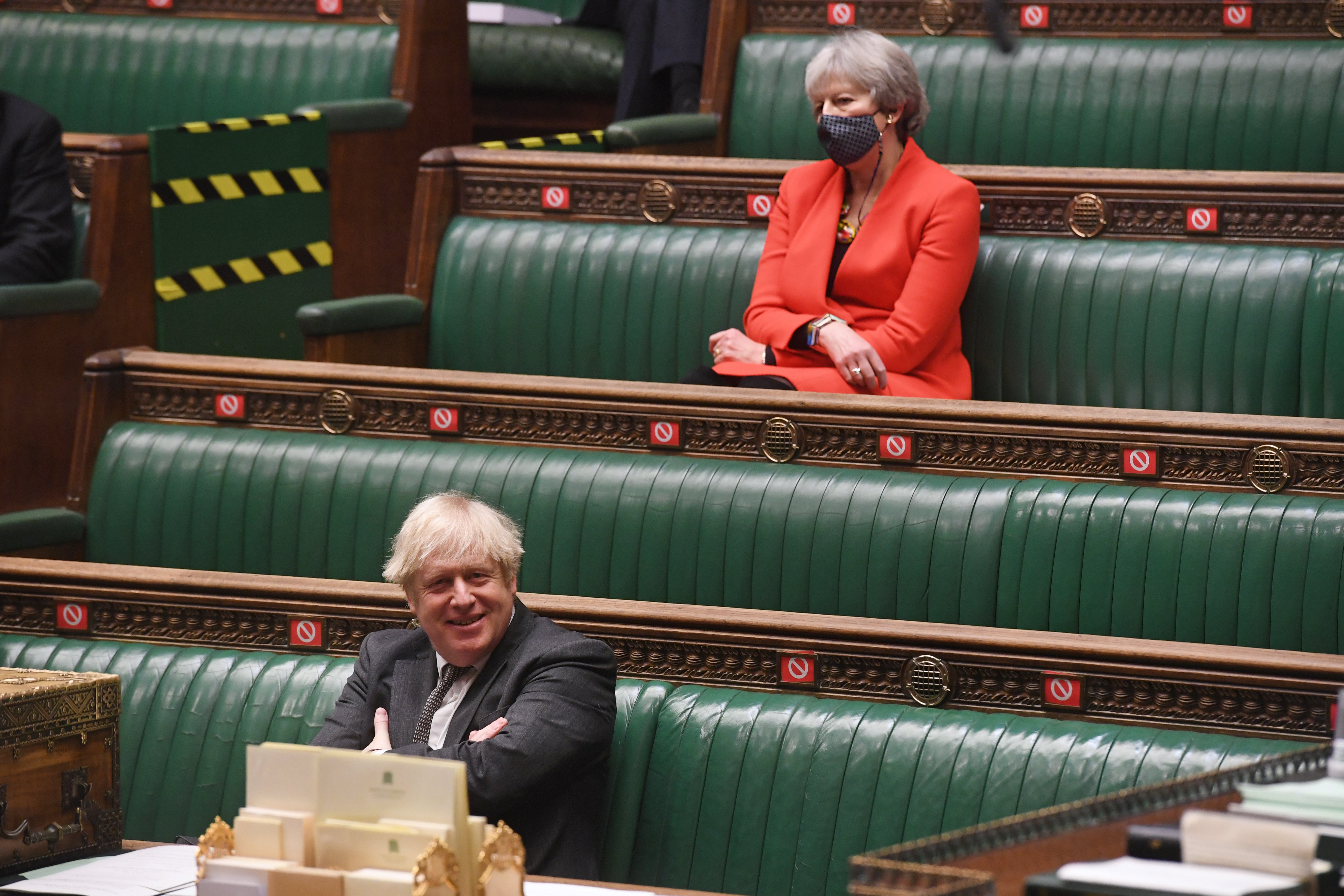 Prime Minister Boris Johnson and Theresa May in the Commons