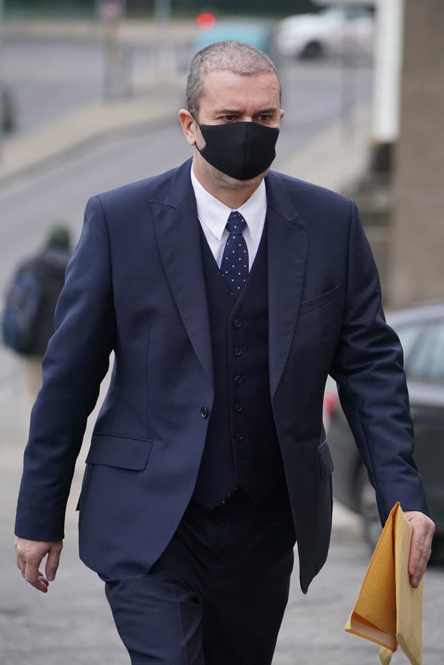 Alan Carr’s husband Paul Drayton arrives at Brighton and Hove Magistrates’ Court (Jonathan Brady/PA)