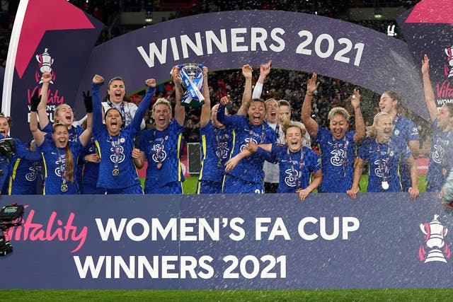 Chelsea won the 2020-21 Women’s FA Cup with victory over Arsenal in December (John Walton/PA)