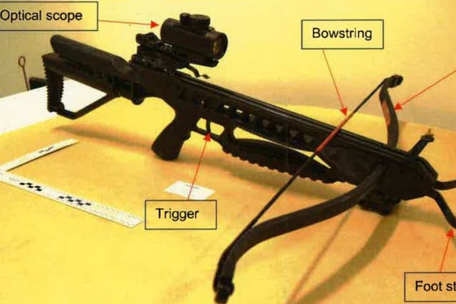 The high-powered hunting crossbow was used to shoot two people in unprovoked attacks (Metropolitan Police/PA)