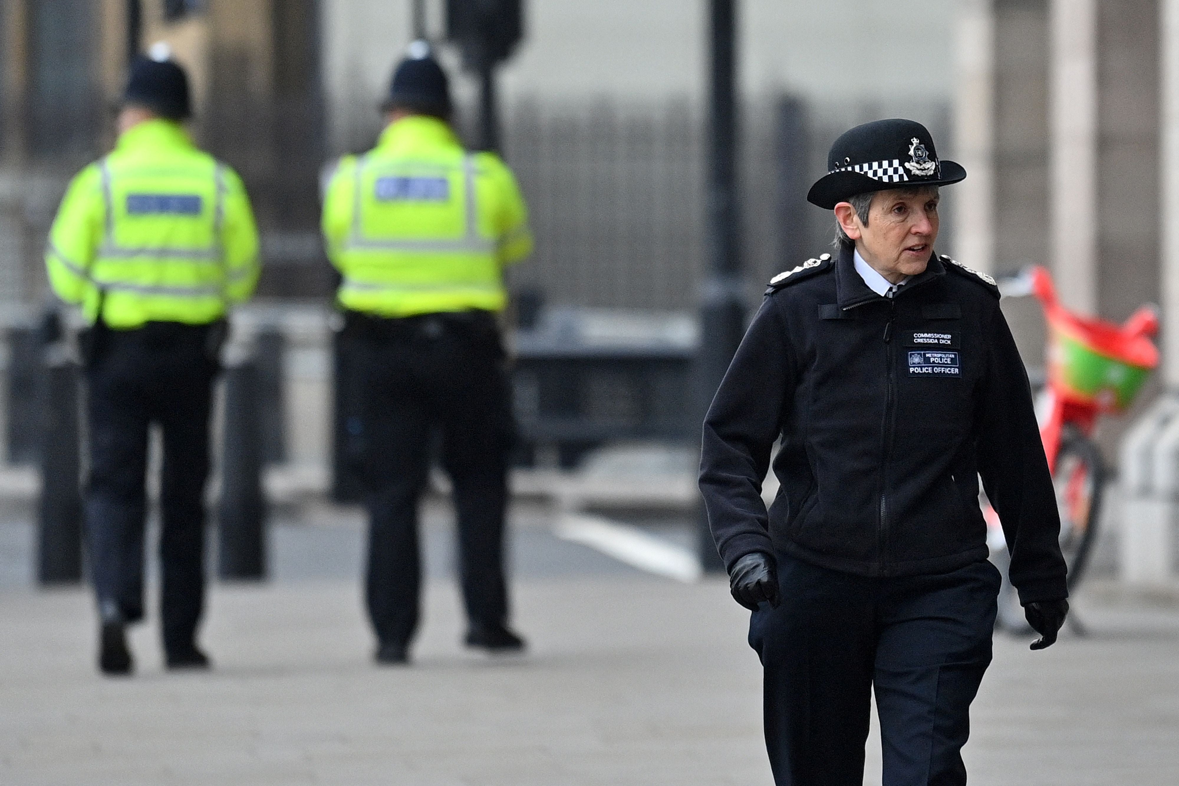 Metropolitan Police Commissioner Cressida Dick walks towards New Scotland Yard in central London