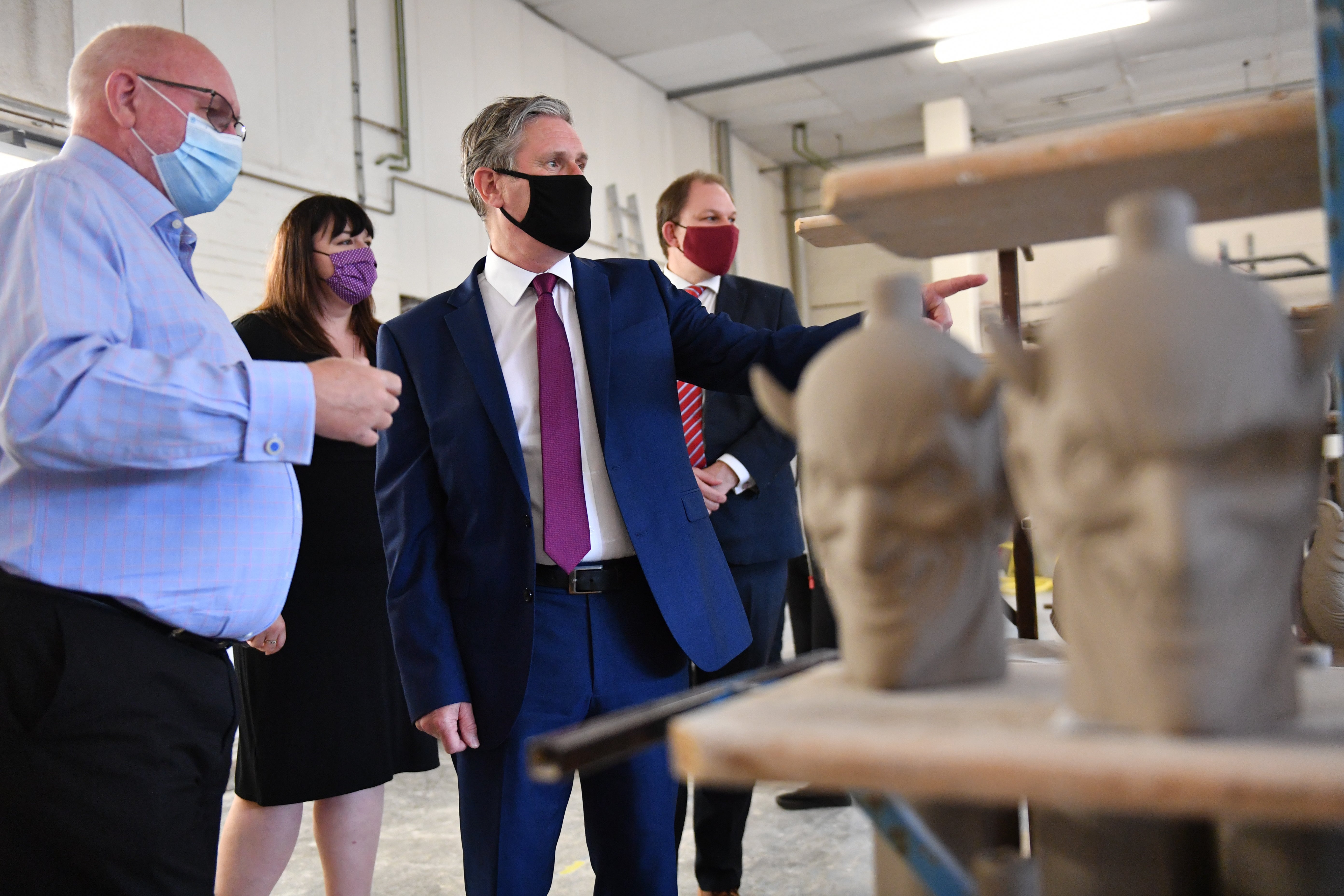 Labour leader Sir Keir Starmer on a recent visit to Wade Ceramics in Stoke-on-Trent (Jacob King/PA)