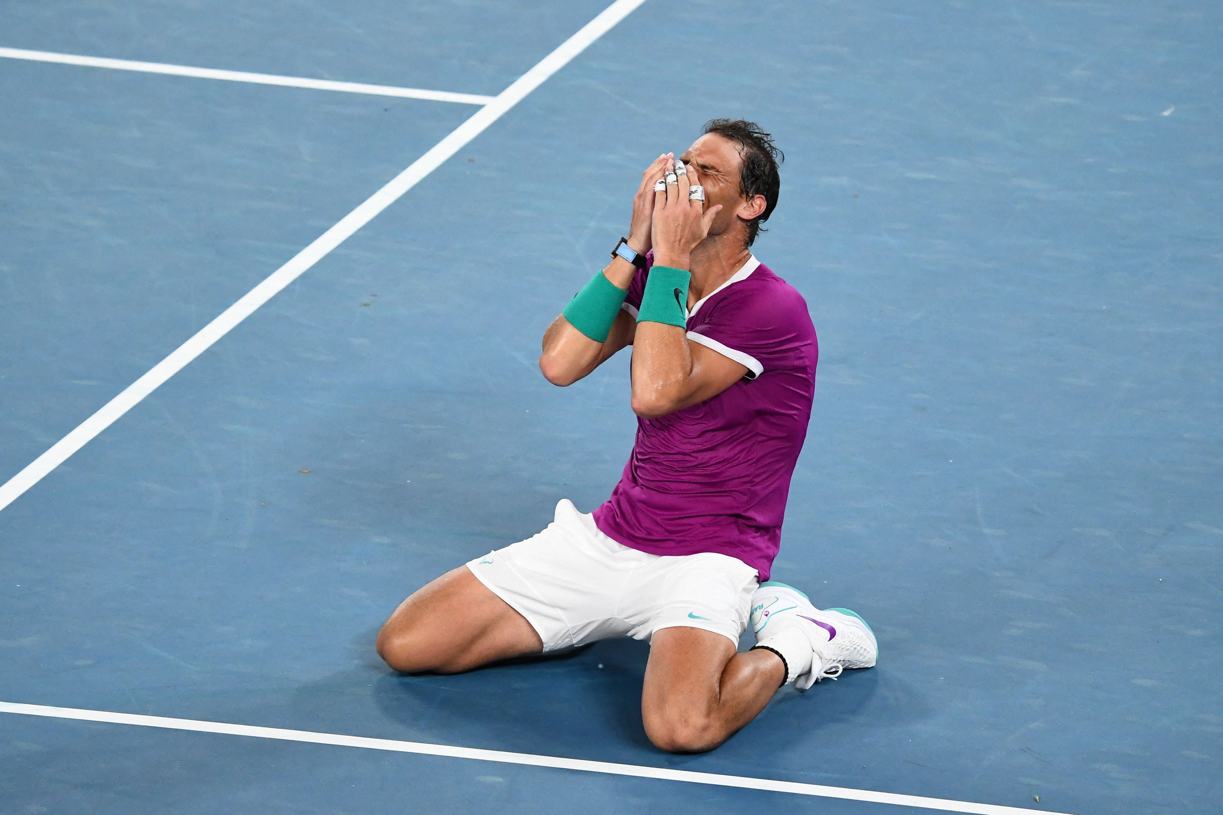 Rafael Nadal was overwhelmed after winning a 21st grand slam title