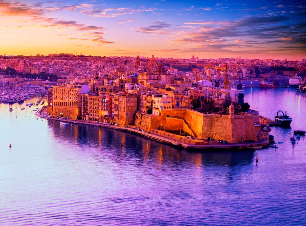 <p>Dawn over Birgu and the Grand Harbour in southeast Malta </p>