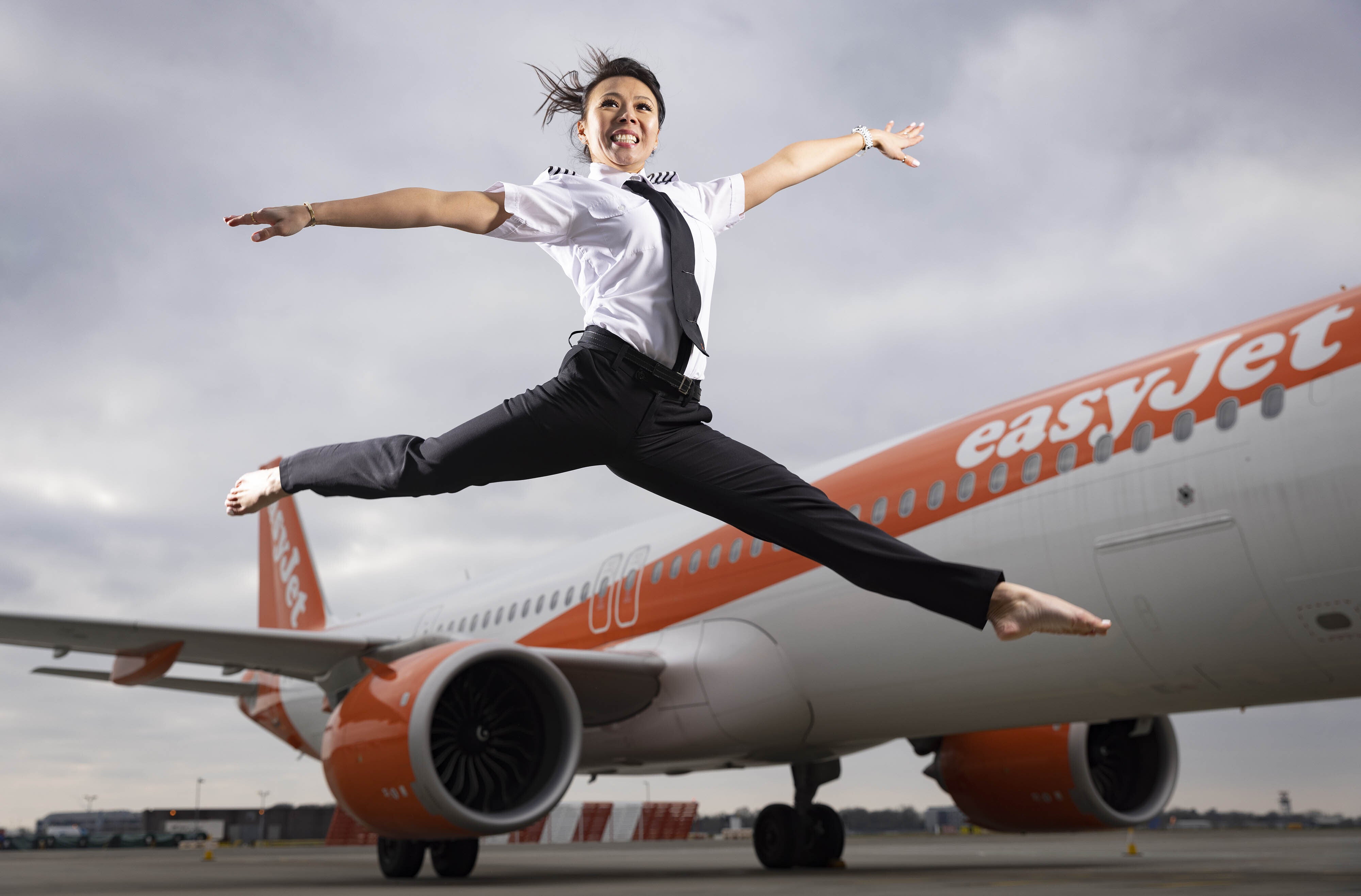 Former gymnast and current senior first officer with easyJet Nina Le fronts the recruitment drive (Matt Alexander/PA)