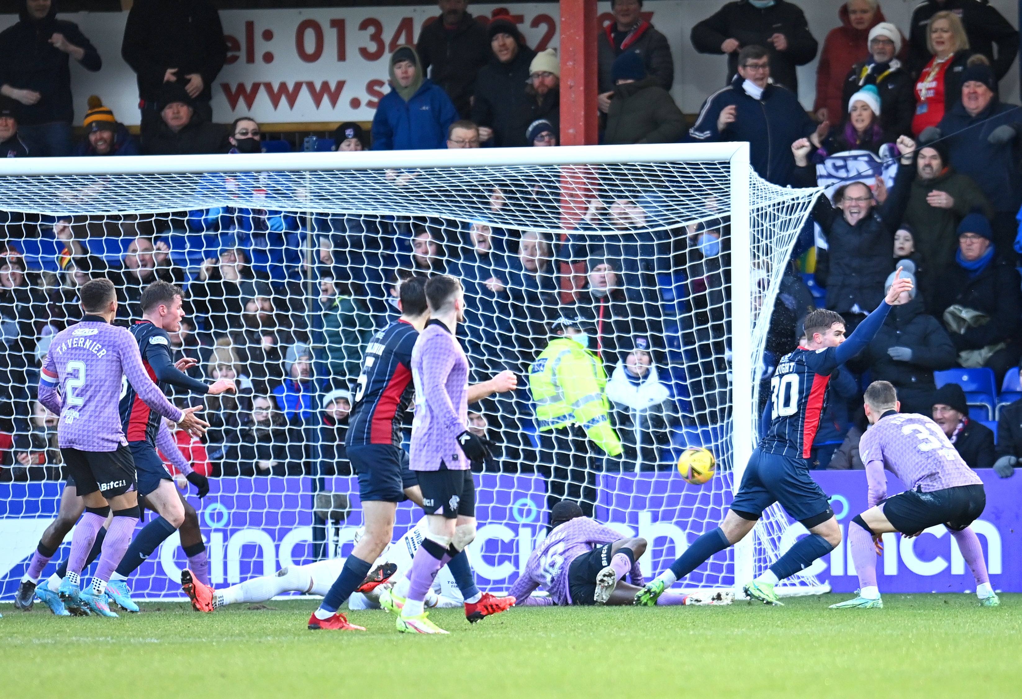 Ross County snatched a dramatic point off Rangers after Matthew Wright’s stoppage-time equaliser (Malcolm Mackenzie/PA)