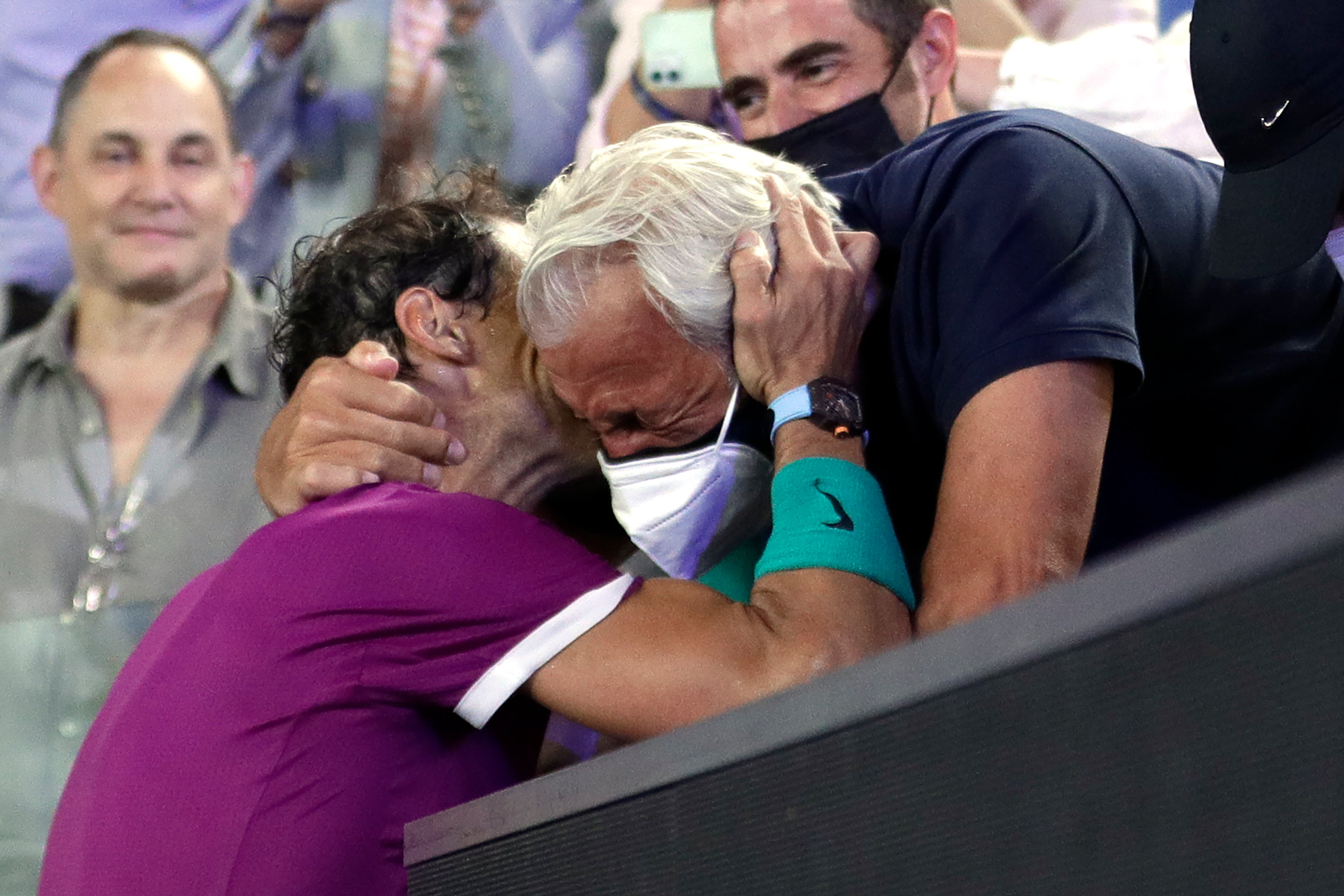 Rafael Nadal celebrates with his father Sebastian having been contemplating retirement months earlier (Hamish Blair/AP/PA)