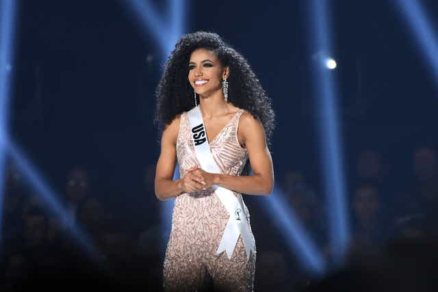 <p>Miss USA Cheslie Kryst appears onstage at the 2019 Miss Universe Pageant at Tyler Perry Studios on 8 December 2019 in Atlanta, Georgia</p>