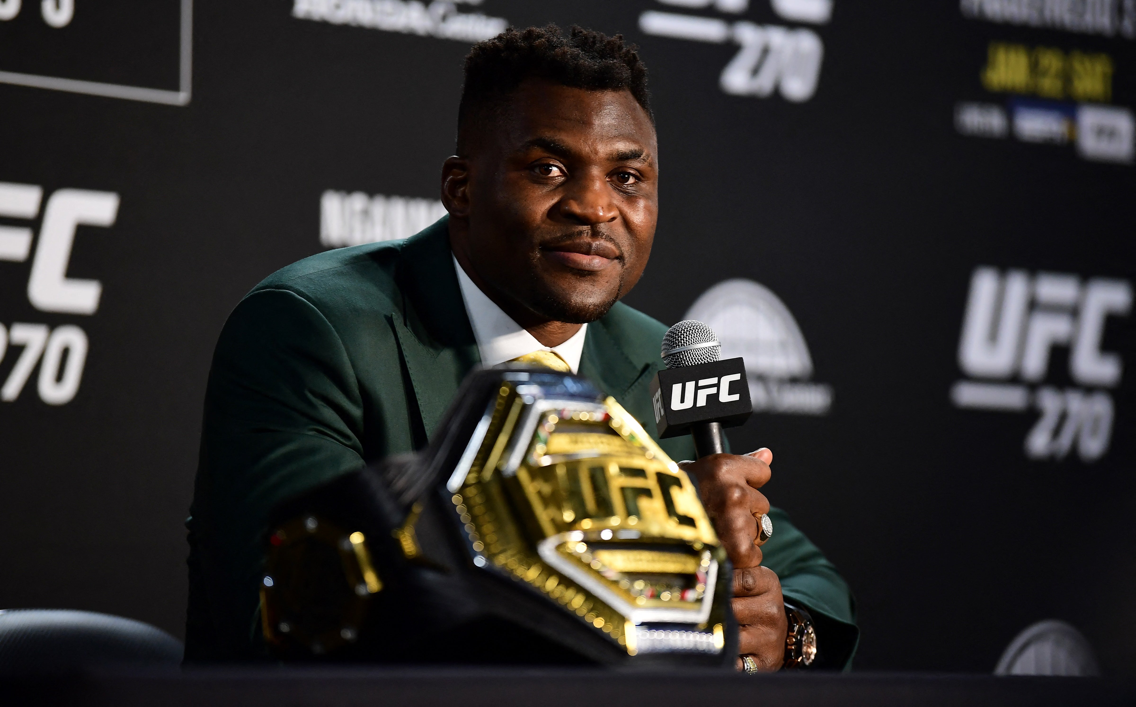 UFC heavyweight champion Francis Ngannou after beating Ciryl Gane