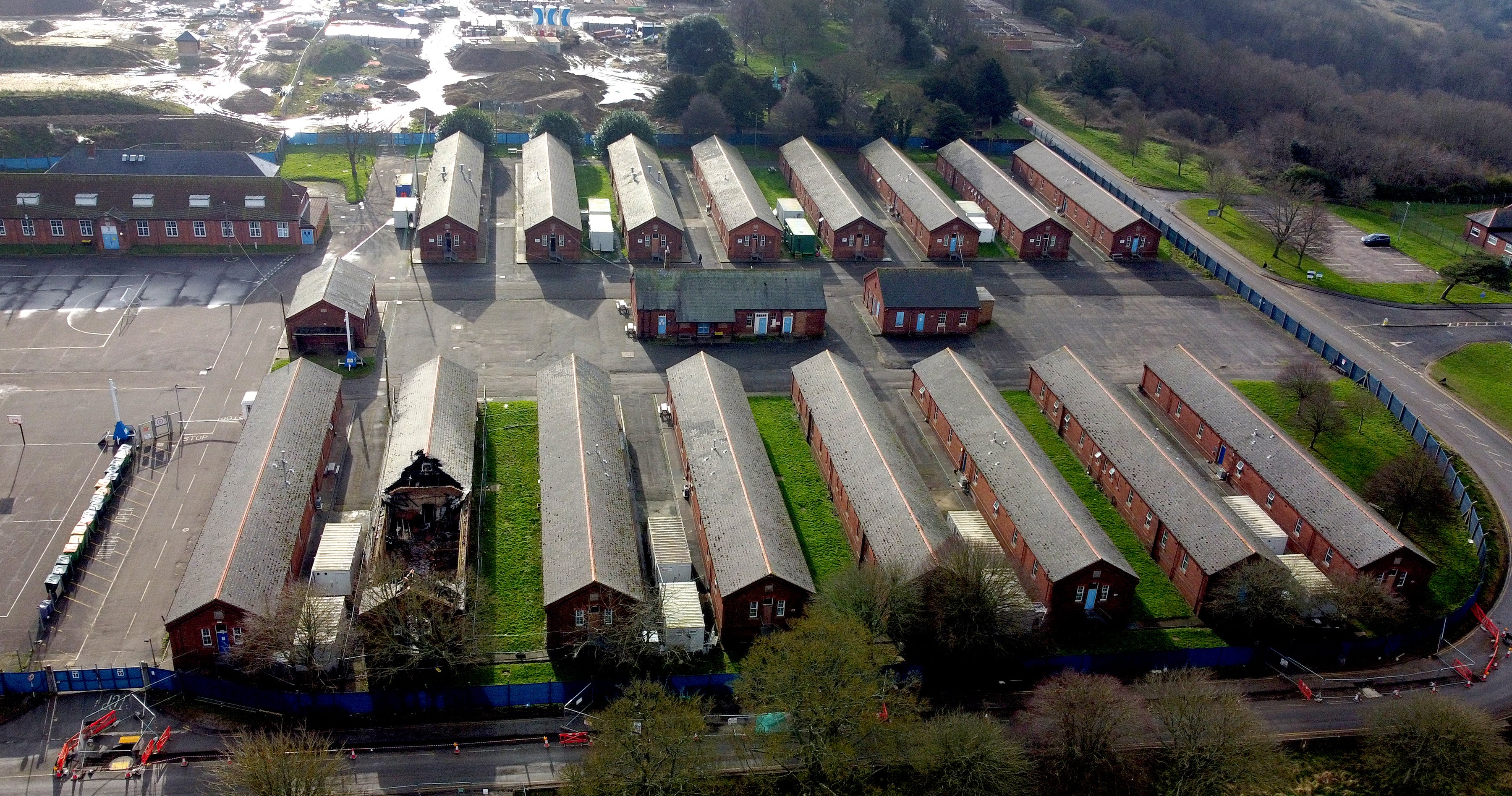 A view of Napier Barracks in Folkestone, Kent, which is being used by the government to house those seeking asylum in the UK (PA)