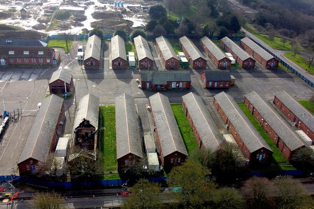 <p>A view of Napier Barracks in Folkestone, Kent, which is being used by the government to house those seeking asylum in the UK</p>