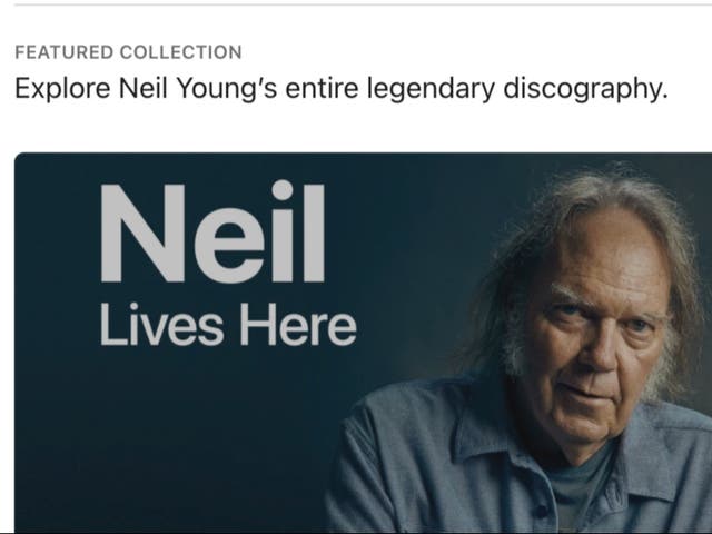 <p>A banner on Apple Music shared after his music was removed from Spotify</p>