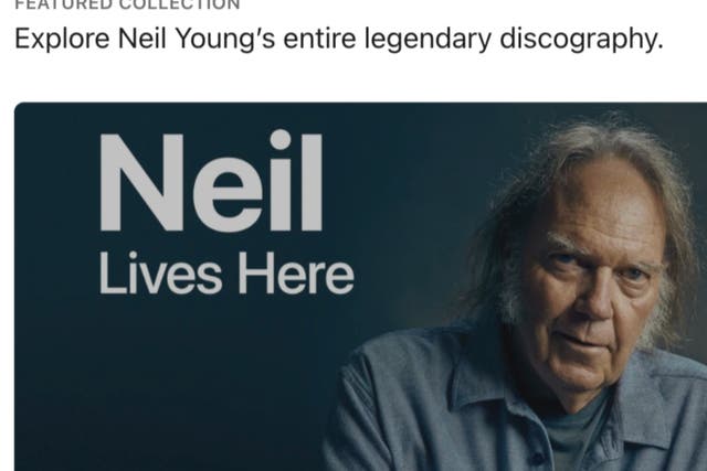 <p>A banner on Apple Music shared after his music was removed from Spotify</p>