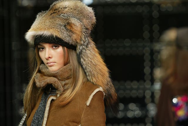 <p>A model walks down the runway at the Dolce & Gabbana fashion show, Milan Fashion Week 2005</p>