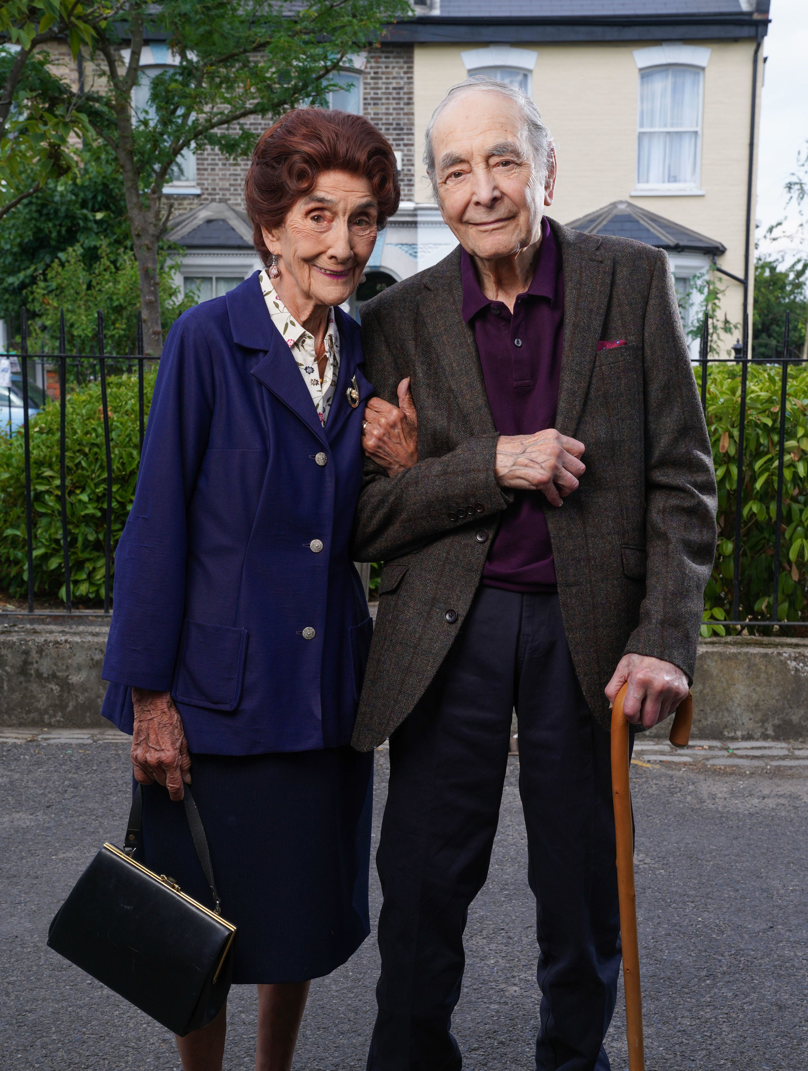 For use in UK, Ireland or Benelux countries only of EastEnders cast members Dot Cotton, played by June Brown and Dr Legg played by Leonard Fenton (BBC/PA)