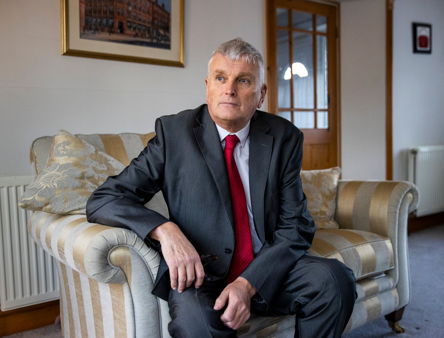 Jim Wells, DUP MLA for south Down, during an interview where he talks of being deselected by the party’s as a candidate for the upcoming May Northern Ireland Assembly elections (Liam McBurney/PA)