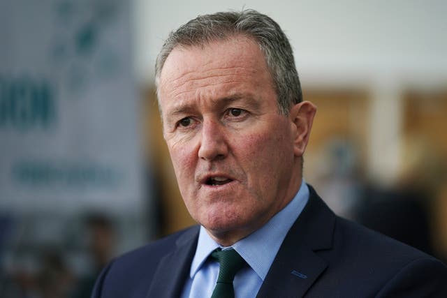 Sinn Fein Finance Minister Conor Murphy speaking to the media at the ICC in Belfast following the signing of the Belfast Region City Deal (Brian Lawless/PA)