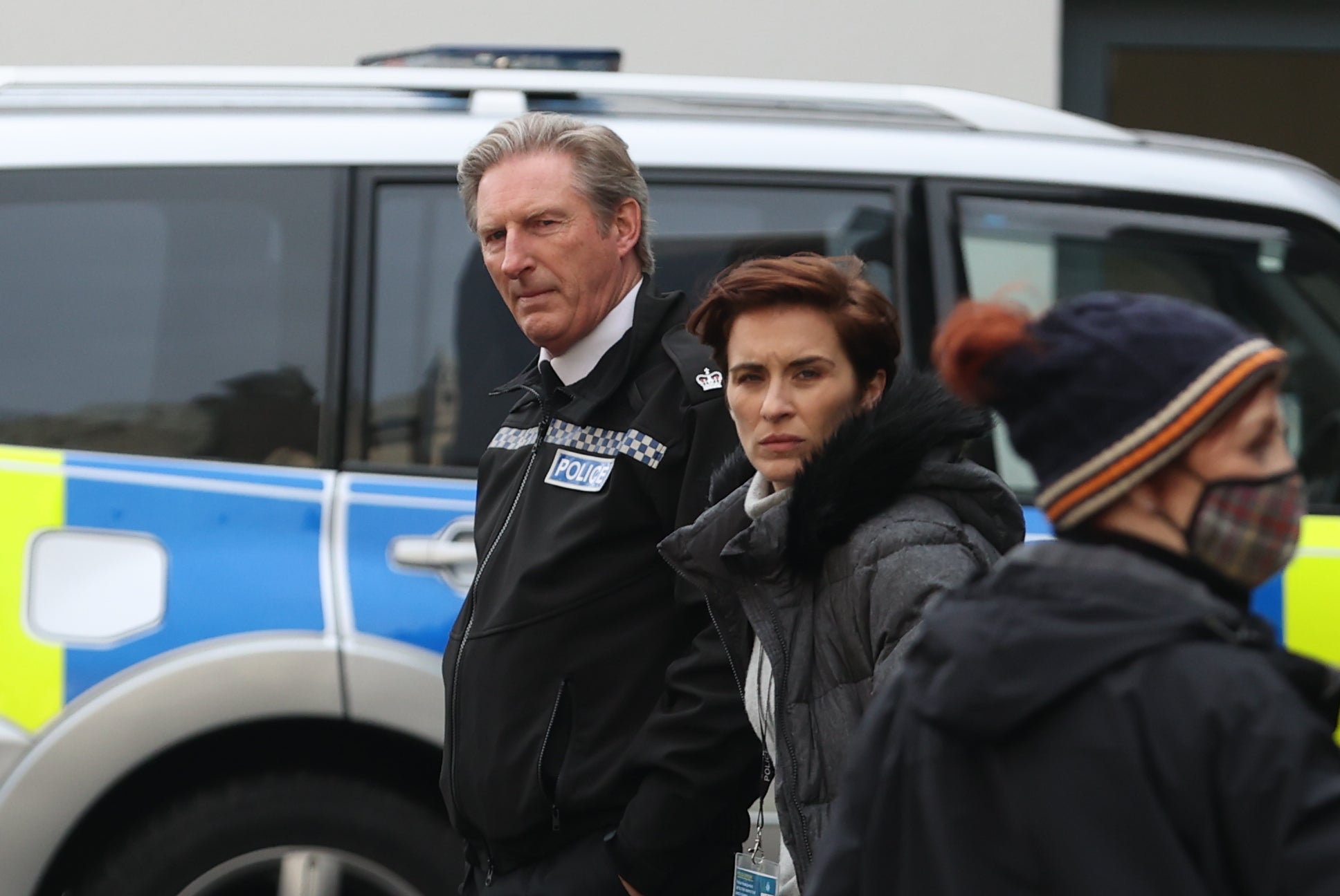 Adrian Dunbar and Vicky McClure on the set of the sixth series of Mercurio’s hit show Line of Duty (Liam McBurney/PA Archive)