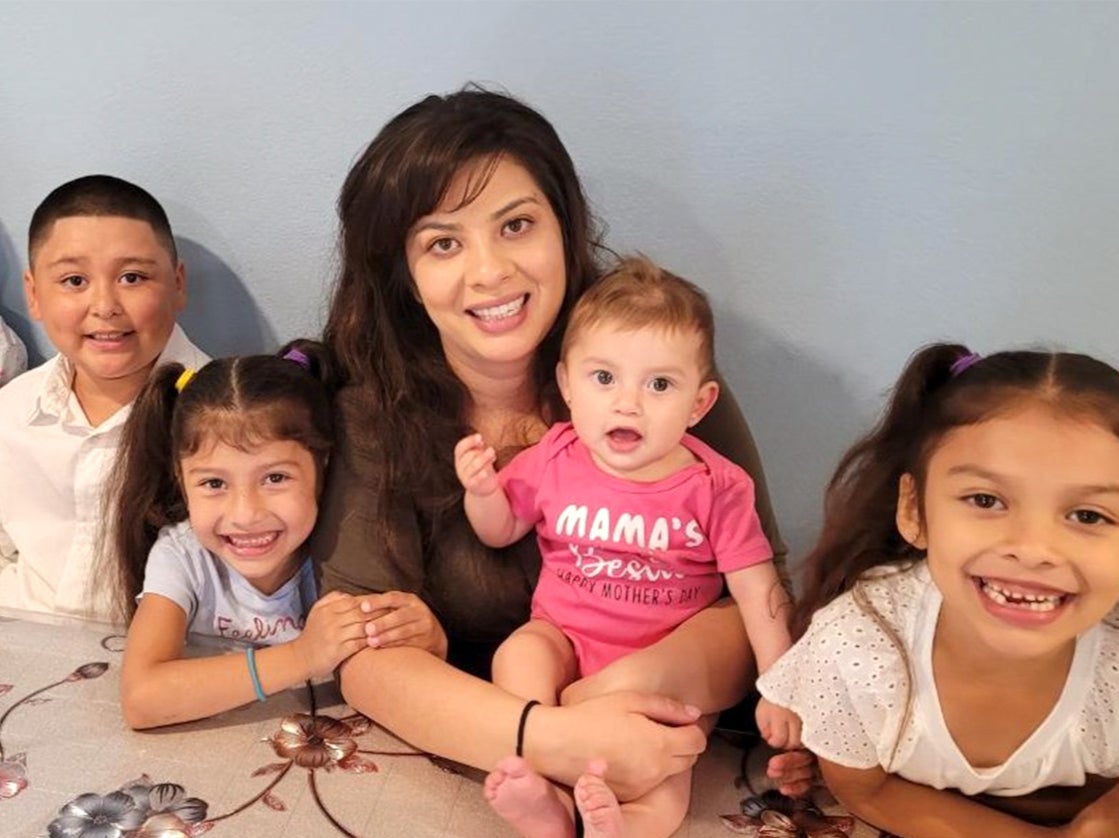 Heather Garcia, 29, with her children