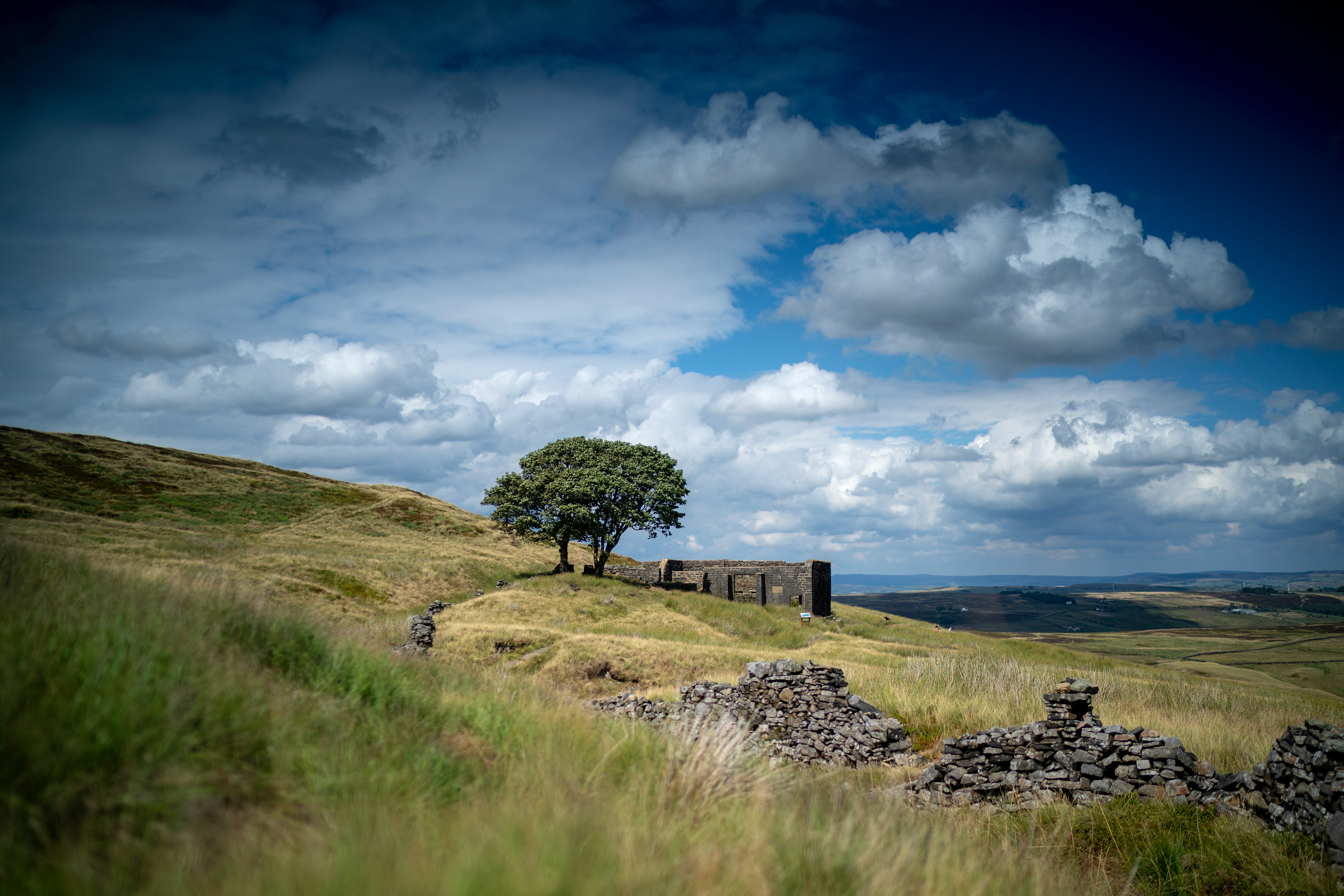 A view of the derelict Top Withins Farm House on the North Yorkshire moors near Haworth, believed to be the setting for ‘Wuthering Heights’