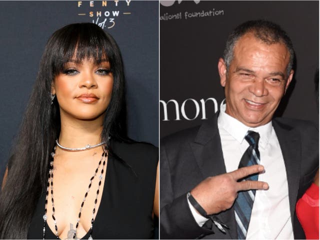 <p>Rihanna and her father, Ronald Fenty</p>