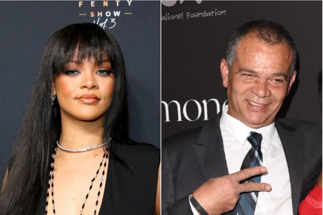 <p>Rihanna and her father, Ronald Fenty</p>