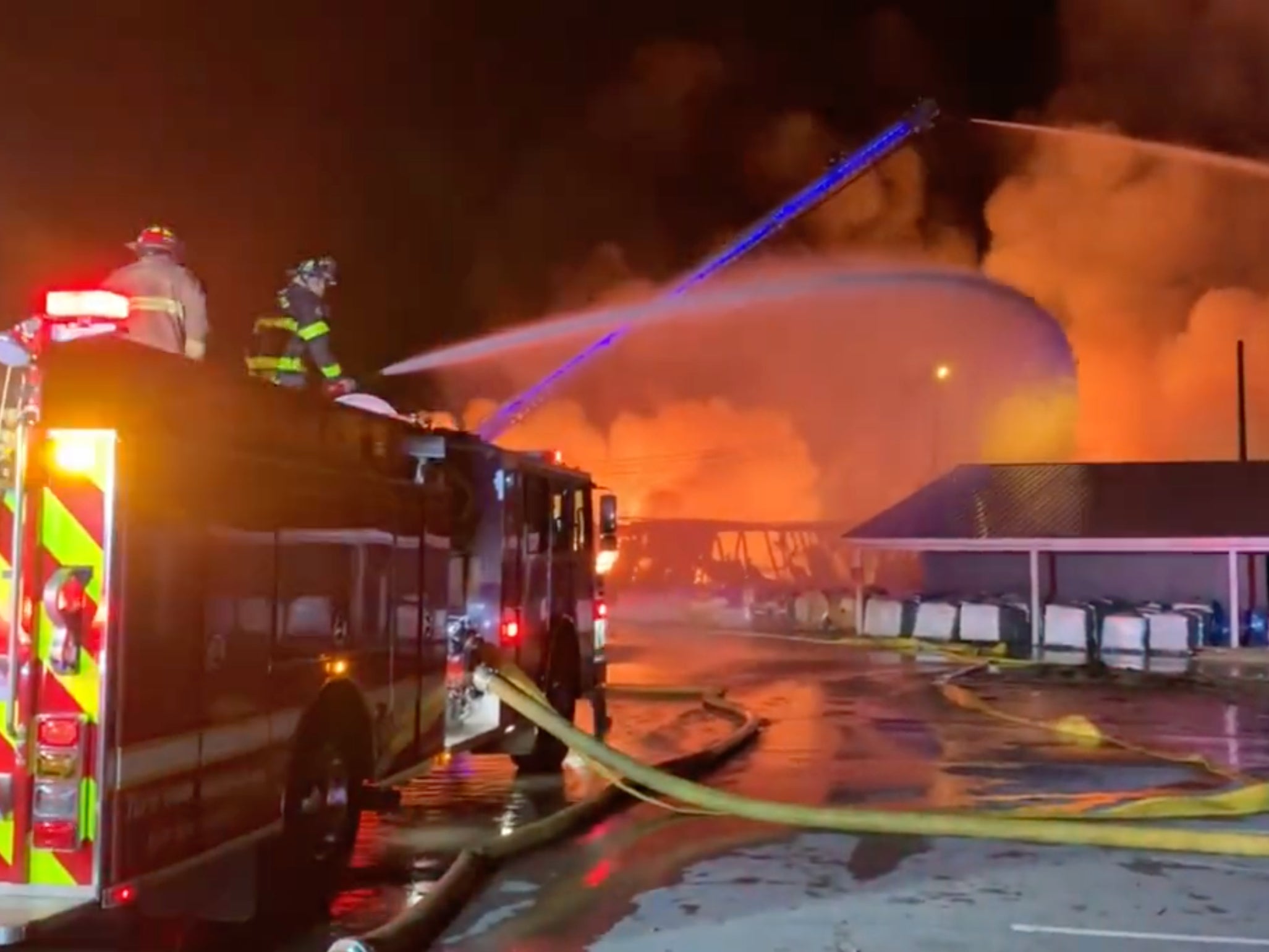 The Winston-Salem Fire Department respond to a blaze at a fertiliser plant on Monday night