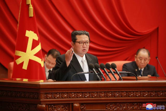 <p>Kim Jung Un at a ruling party meeting in the end of December </p>
