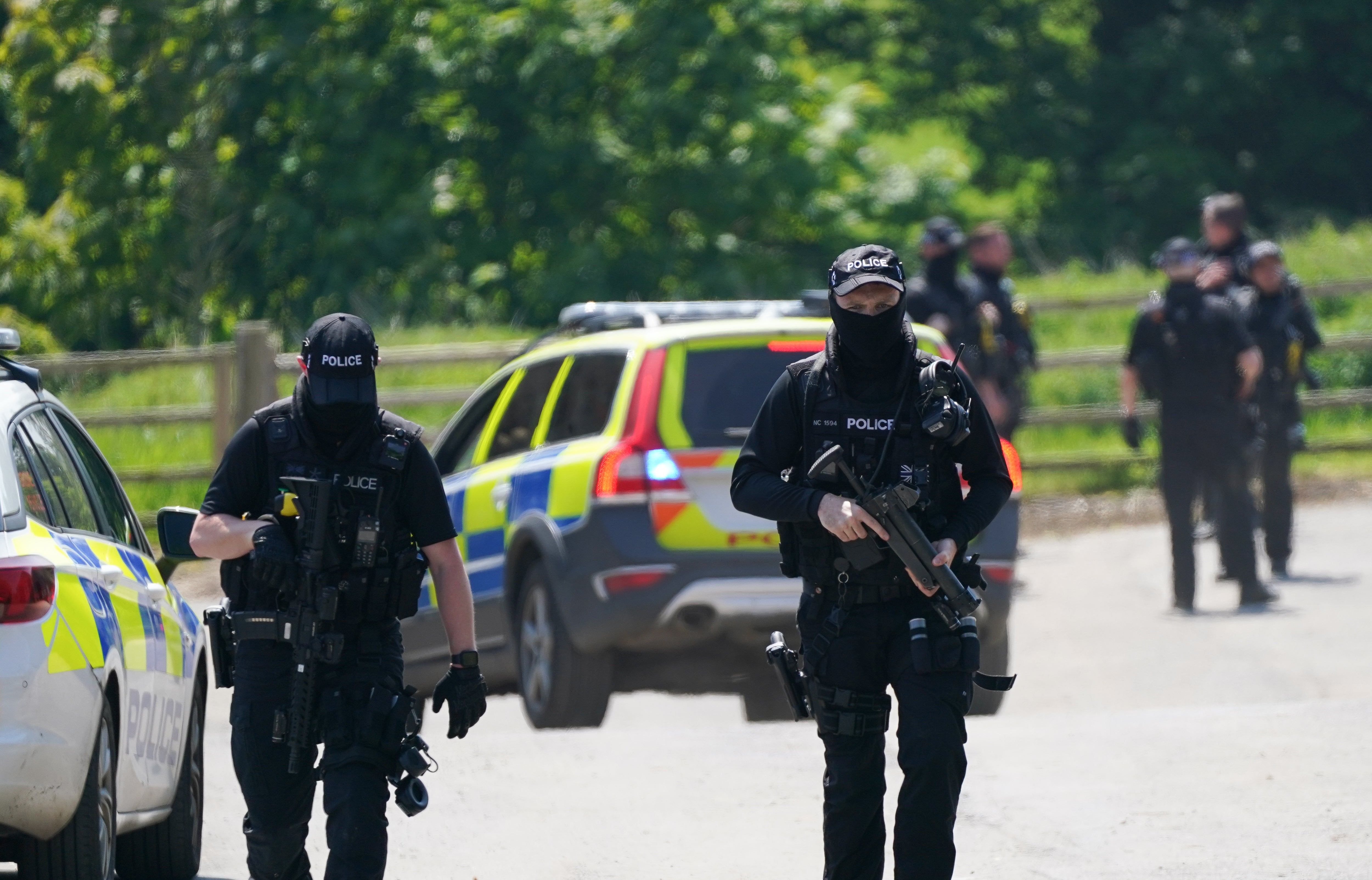 Armed police at Hallington House Farm where Boulton was arrested (Joe Giddens/PA)