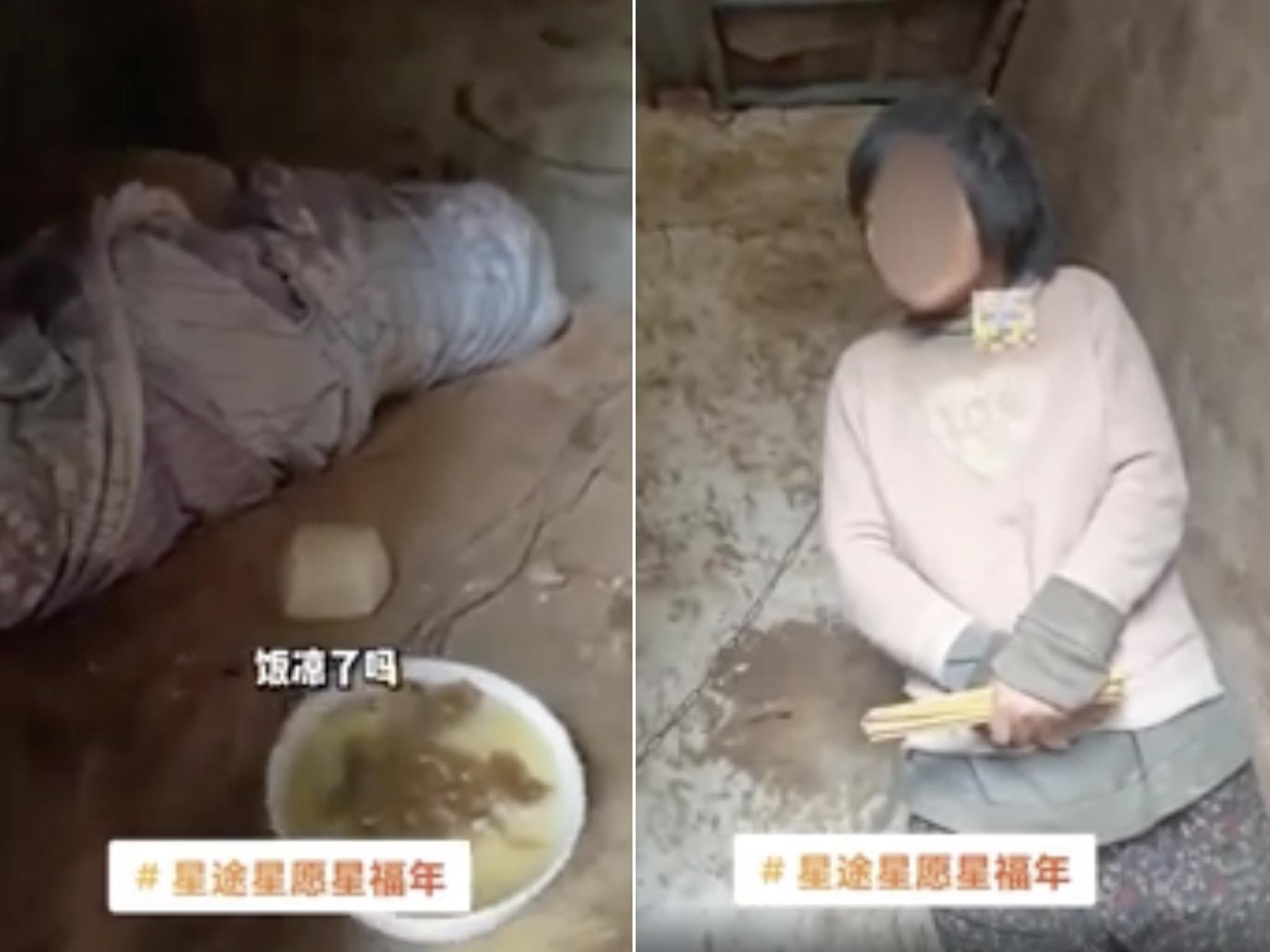 The video has gone viral with Chinese citizens demanding that authorities help the woman