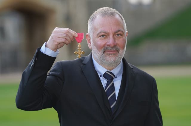 Line Of Duty creator Jed Mercurio collects his OBE at an investiture ceremony at Windsor Castle (Steve Parsons/PA)